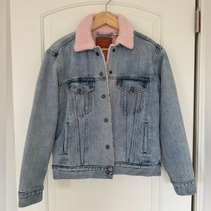 Levi's EX BF SHERPA TRUCKER, Size XS, pink sherpa lining